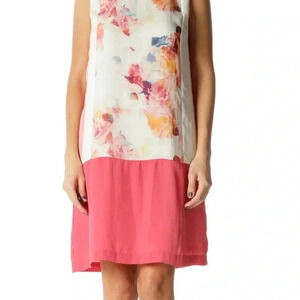 Dalia Pink Floral Crewneck Shift Dress Women’s size 6